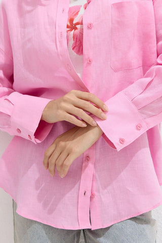 Lightweight Linen Oversized Shirt Pink