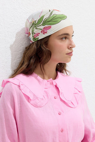 Linen Shirt With Collar Detail Pink