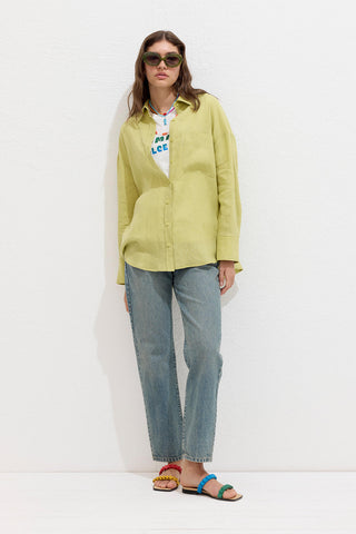 Lightweight Linen Oversized Shirt Soft Yellow