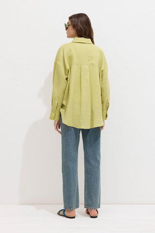 Lightweight Linen Oversized Shirt Soft Yellow