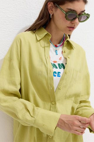 Lightweight Linen Oversized Shirt Soft Yellow