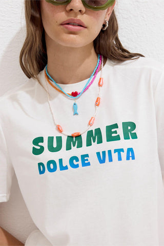 Printed T-Shirt With Stitching Details Dolce Vita