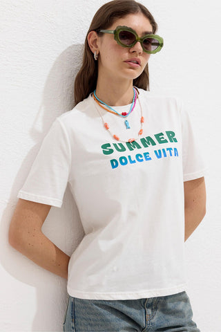 Printed T-Shirt With Stitching Details Dolce Vita