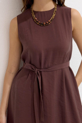 Relaxed Tencel Sleeveless Dress Brown