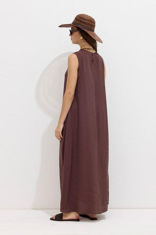 Relaxed Tencel Sleeveless Dress Brown