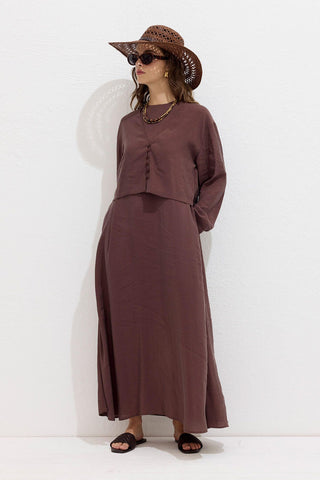 Relaxed Tencel Sleeveless Dress Brown