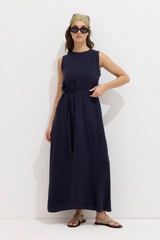 Relaxed Tencel Sleeveless Dress Navy Blue