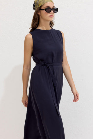 Relaxed Tencel Sleeveless Dress Navy Blue