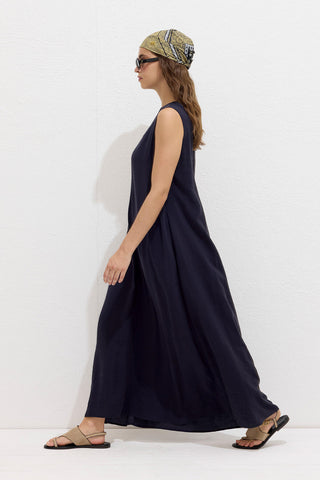 Modal Relaxed Sleeveless Dress Navy Blue