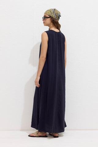 Modal Relaxed Sleeveless Dress Navy Blue