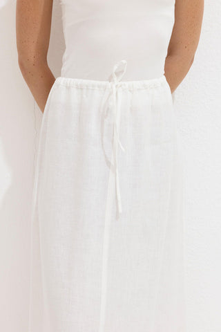 Linen Skirt With Drawstring Ecru