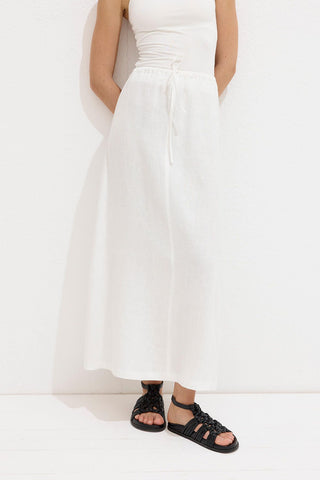 Linen Skirt With Drawstring Ecru