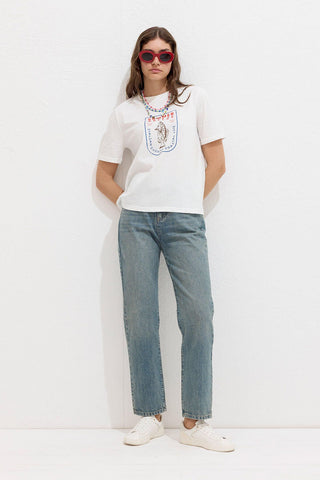 Printed T-Shirt With Stitching Details Summer Breeze