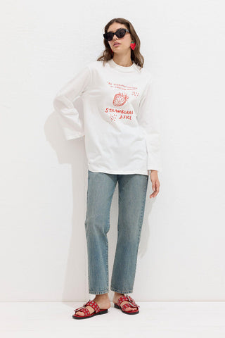 Printed Long Sleeve T-Shirt Strawberry