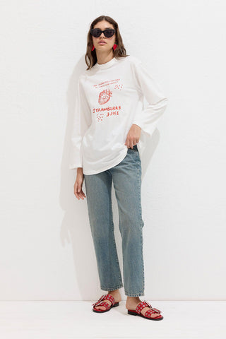 Printed Long Sleeve T-Shirt Strawberry