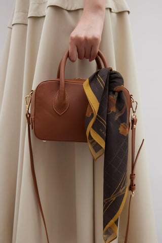 Ester Leather Box Bag Camel