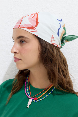 Desenli Pamuklu Atkı Istakoz