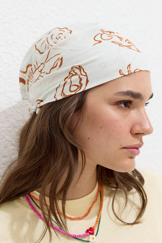 Desenli Pamuklu Atkı Deniz Ürünleri Karosu