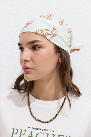 Desenli Pamuklu Atkı Deniz Ürünleri Karosu