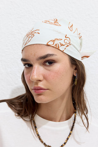 Desenli Pamuklu Atkı Deniz Ürünleri Karosu