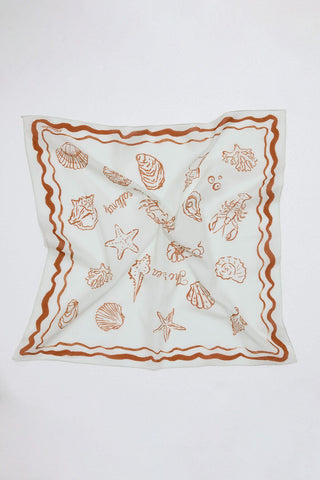 Patterned Cotton Scarf Shellfish Tile