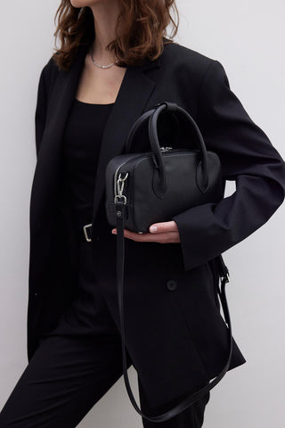 Ester Faux Leather Box Bag Black