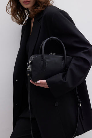 Ester Faux Leather Box Bag Black