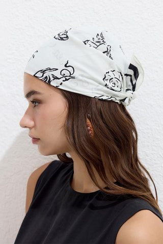 Desenli Pamuklu Atkı Deniz Kabuklu Siyah