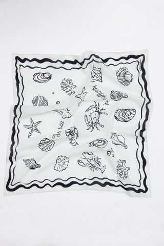 Patterned Cotton Scarf Shellfish Black