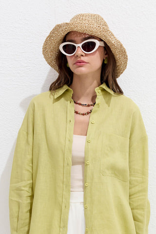 Straw Bucket Hat Beige