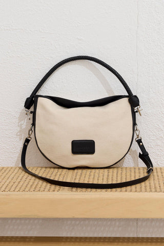 Natural Canvas Oval Bag Black