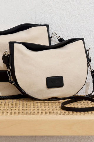 Natural Canvas Oval Bag Black