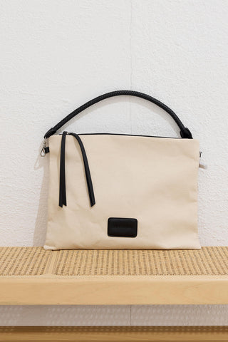 Natural Canvas Clutch Bag Black