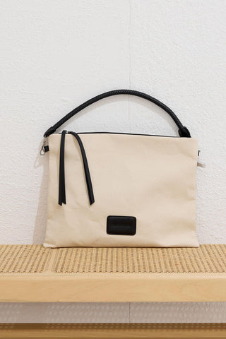 Natural Canvas Clutch Bag Black