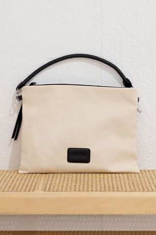 Natural Canvas Clutch Bag Black