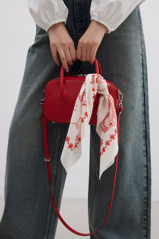 Ester Faux Leather Box Bag Red