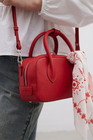 Ester Leather Box Bag Red