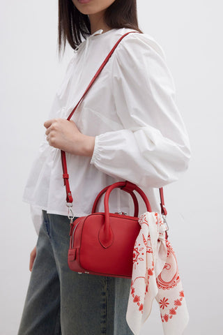 Ester Leather Box Bag Red