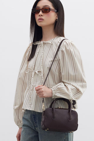 Ester Faux Leather Box Bag Brown