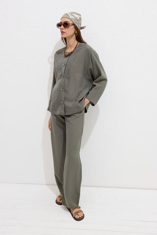 Premium Fabric Tencel Trousers Khaki