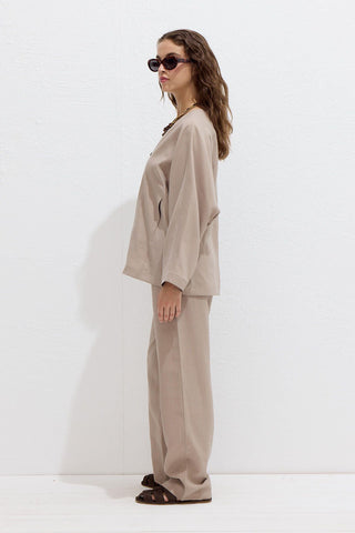 Premium Fabric Tencel Trousers Mink