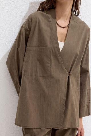 Premium Cotton Kimono Brown