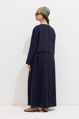 Modal Düğmeli Bluz Lacivert