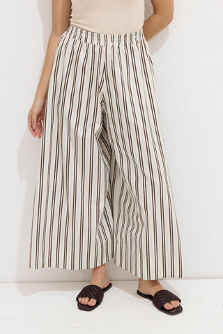 Striped Cotton Pants Beige