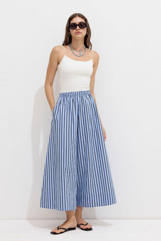 Striped Cotton Pants Blue