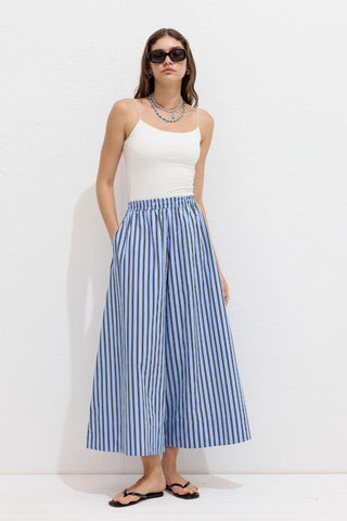 Striped Cotton Pants Blue Stripe