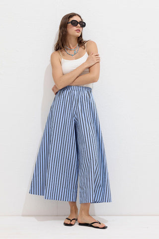 Striped Cotton Pants Blue