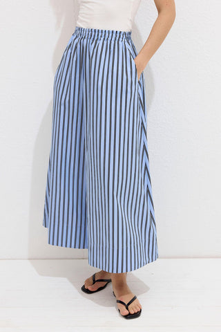 Striped Cotton Pants Blue