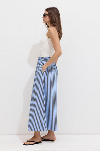 Striped Cotton Pants Blue