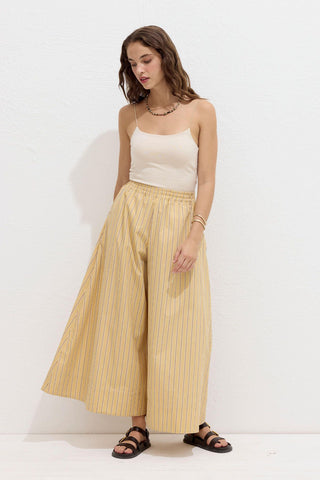 Striped Cotton Pants Yellow